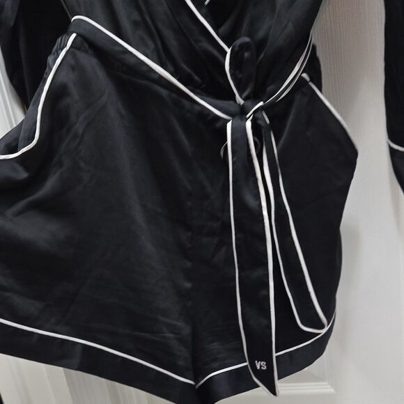 Victoria's Secret Black Robe with White Accents - Picture 3 of 4